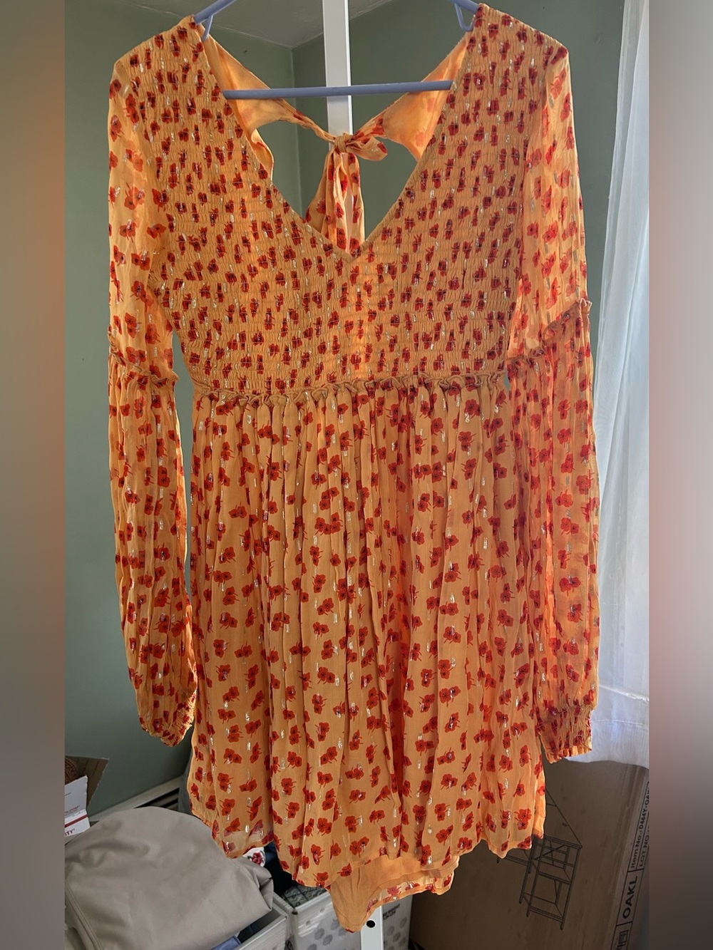 Free People Floral Dress with Open Back with a tie